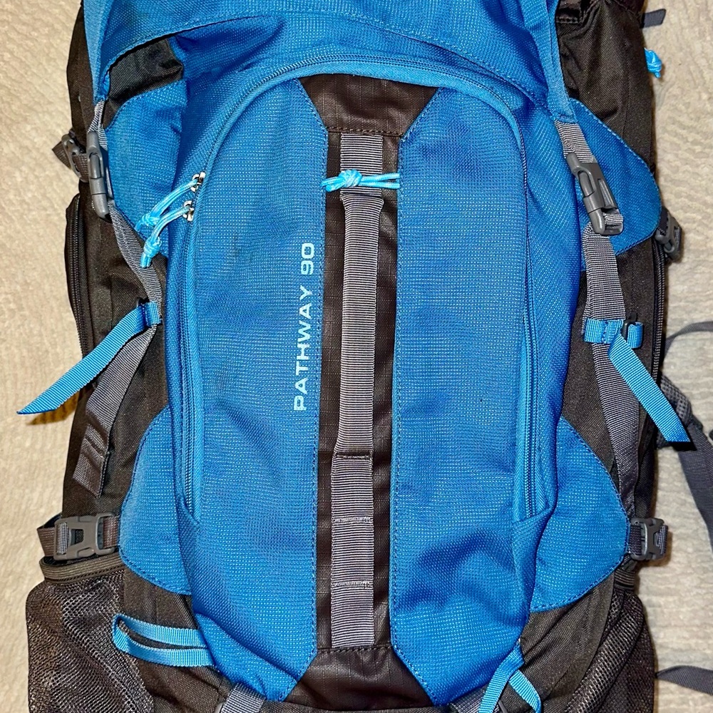 High Sierra Pathway 90L Blue and Black Backpack Good Condition